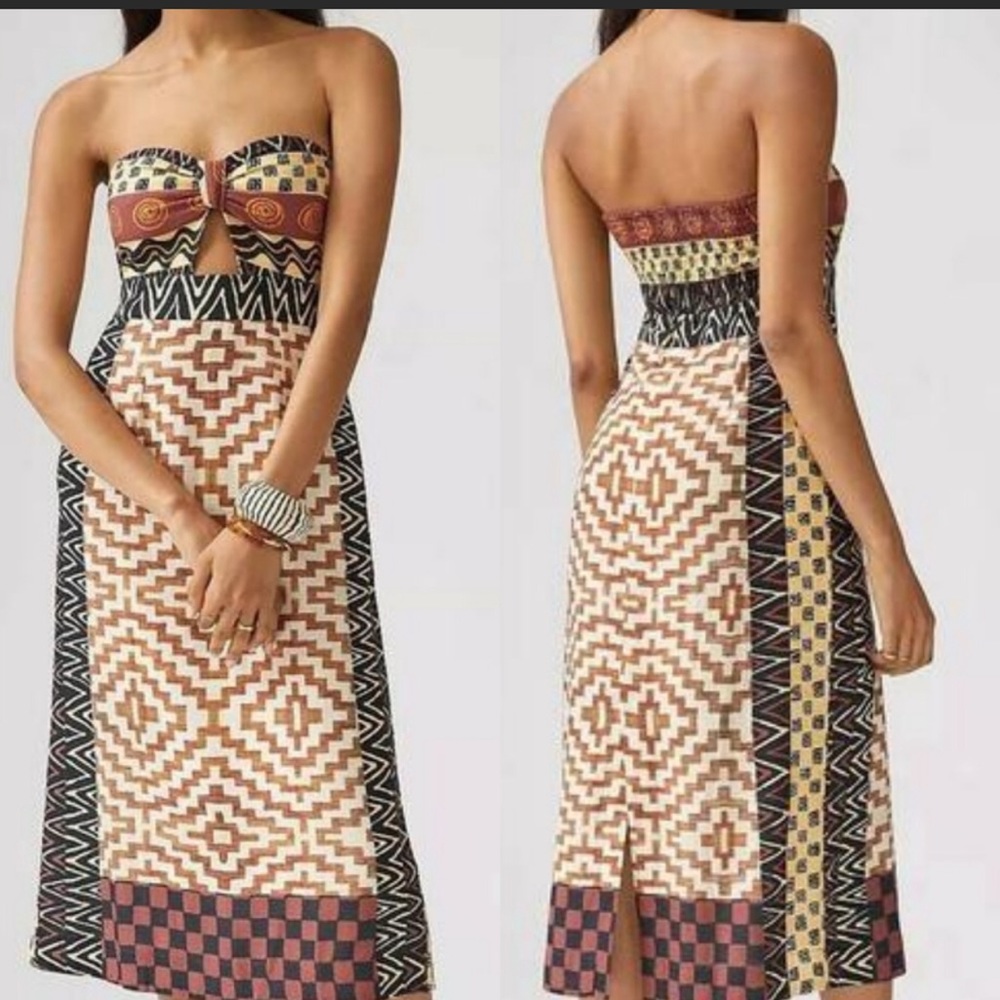Geo Cut-Out Midi Dress NEUTRAL MOTIF Size14